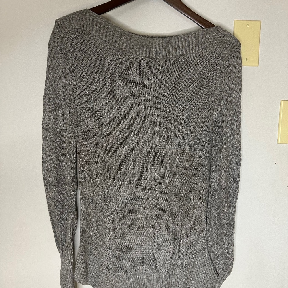 Banana Republic Gray Boatneck Knit Relaxed Fit Pullover Sweater Small